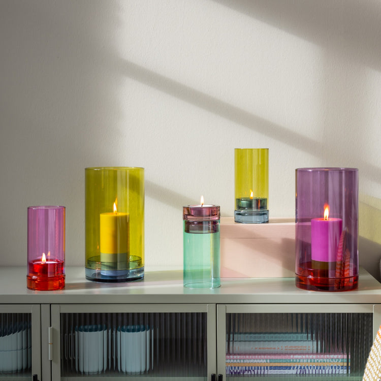 REMEMBER. Γυάλινο κηροπήγιο Lys ροζ