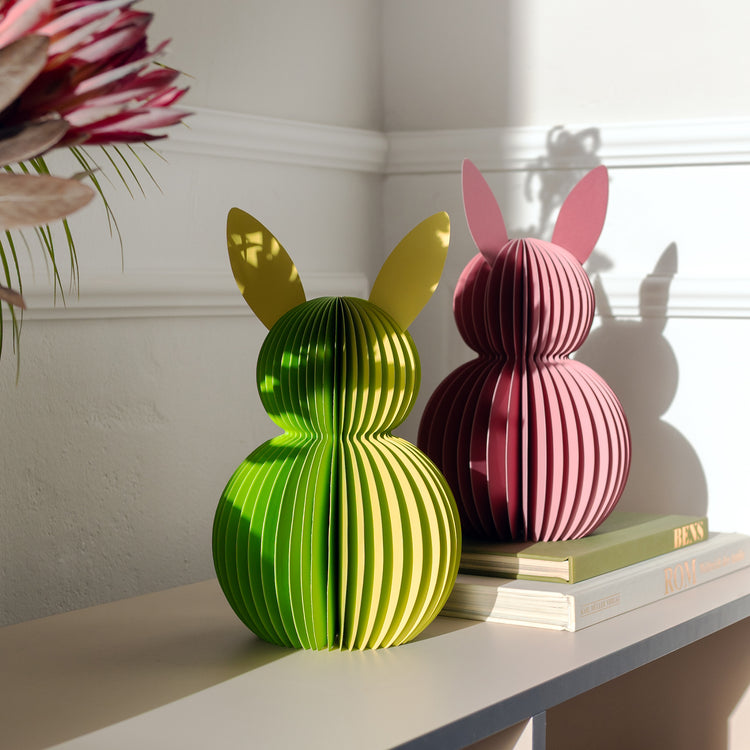 REMEMBER. Set of 2 paper bunnies Fuchsia