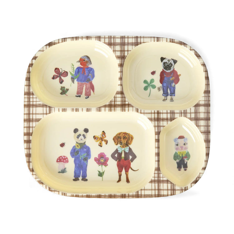 RICE. Melamine Baby Dinner Set - Nathalie Lete Print - Brown - 4 pcs