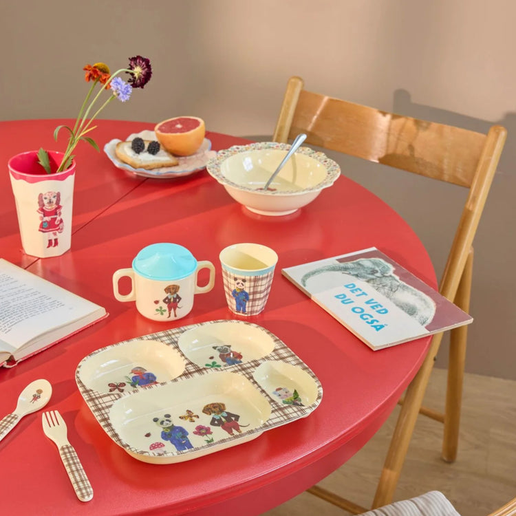 RICE. Melamine Baby Dinner Set - Nathalie Lete Print - Brown - 4 pcs