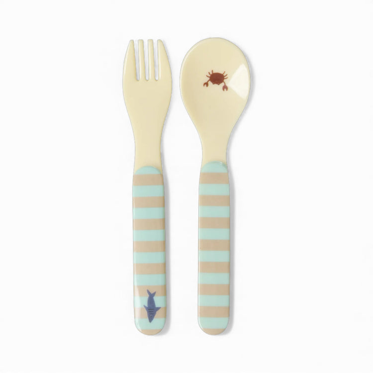 RICE. Melamine Baby Dinner Set - Blue Ocean Print - 4 pcs