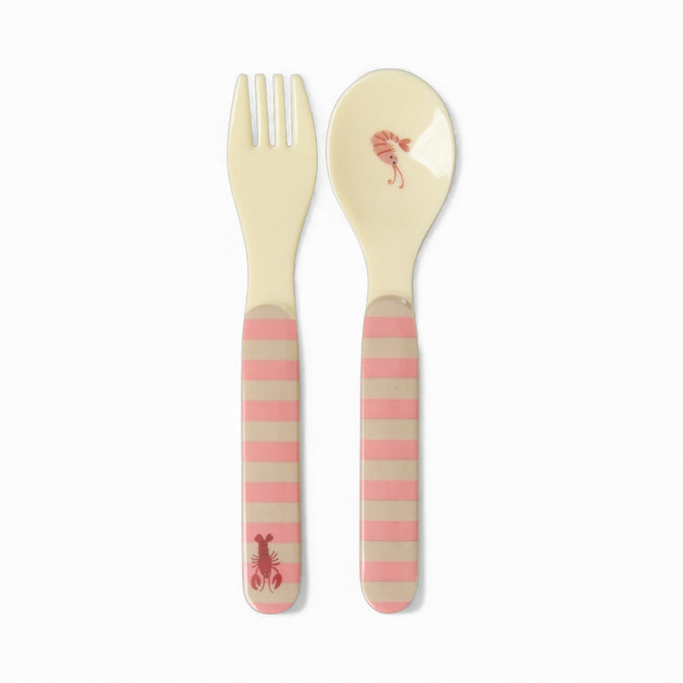 RICE. Melamine Baby Dinner Set - Coral Ocean Print - 4 pcs