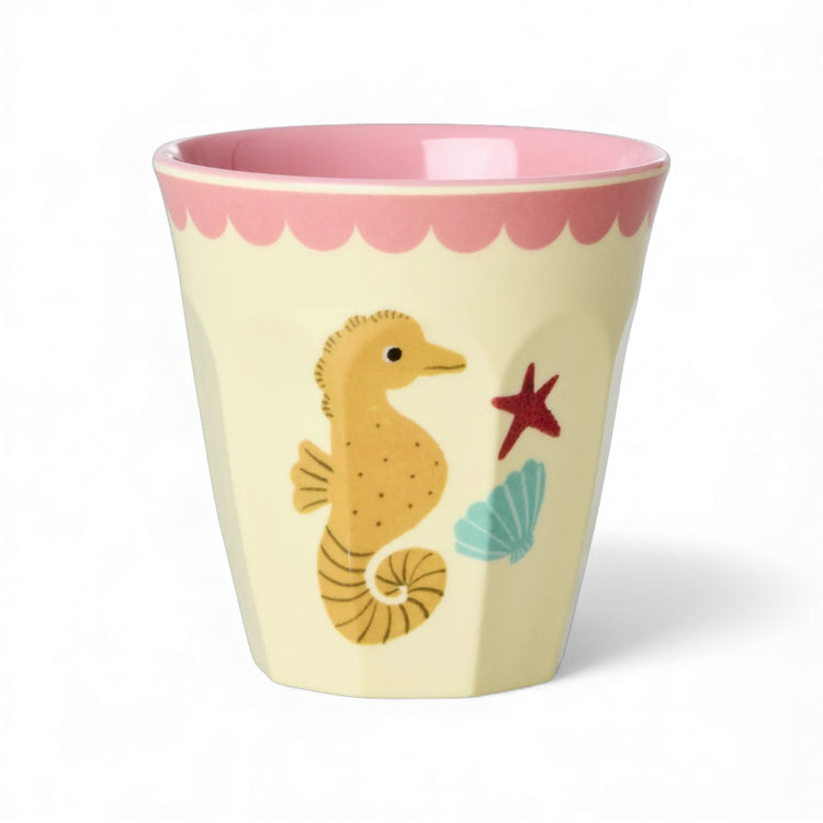 RICE. Melamine Cups with Coral Ocean Prints - Medium - 6 Pack - 250 ml