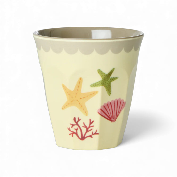 RICE. Melamine Cups with Coral Ocean Prints - Medium - 6 Pack - 250 ml