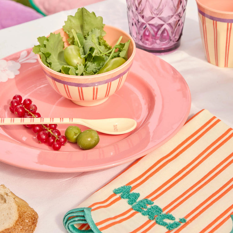 RICE. Melamine Cup with Stripey Love Print medium - 250ml