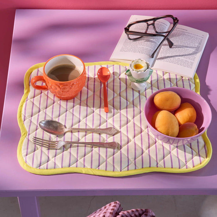 RICE. Καπιτονέ σουπλά με κυματιστό τελείωμα Purple Stripes - Yellow