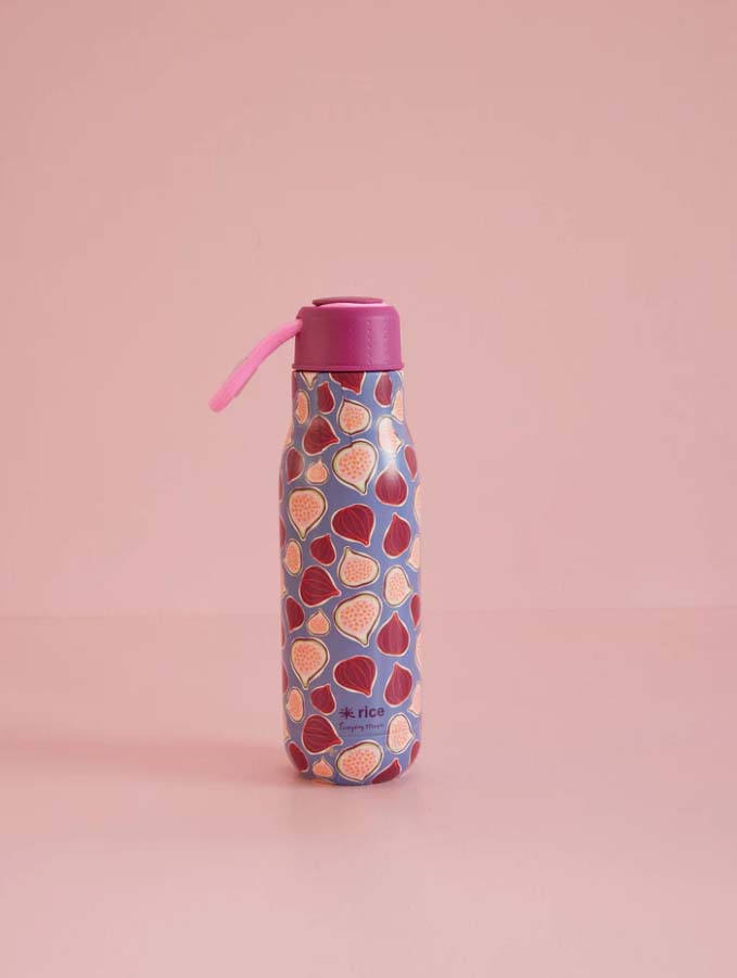 RICE. Stainless Steel Drinking Bottle with Figs in Love Print