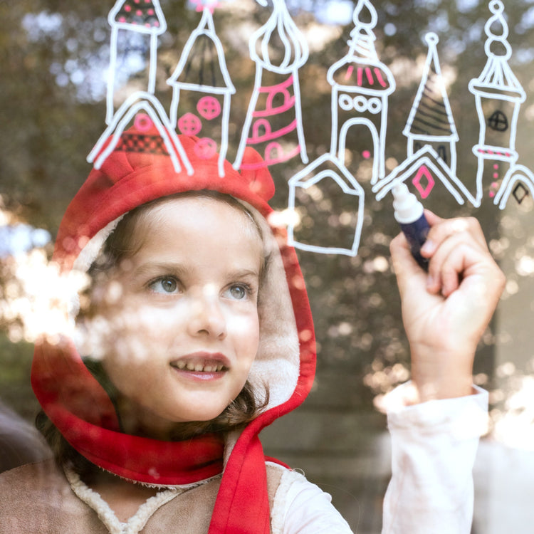 SUPER PETIT. Set of 4 Christmas Window Markers + 24 drawing designs