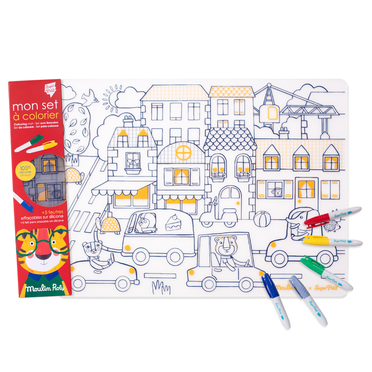 SUPER PETIT & MOULIN ROTY. Colouring placemat Les Popipop