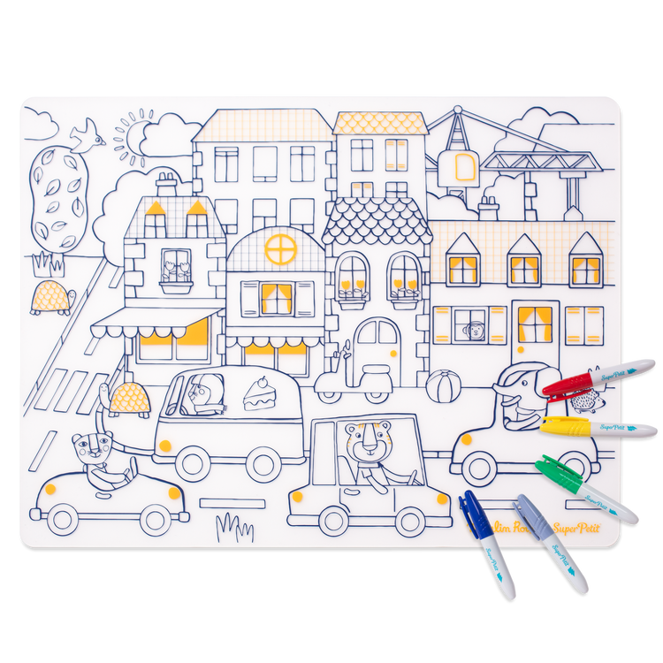 SUPER PETIT & MOULIN ROTY. Colouring placemat Les Popipop