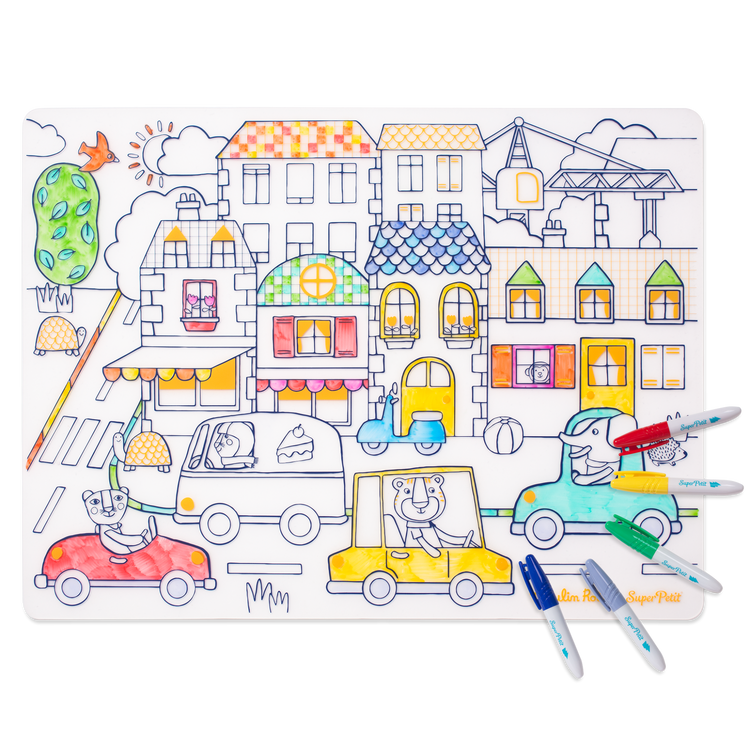 SUPER PETIT & MOULIN ROTY. Colouring placemat Les Popipop