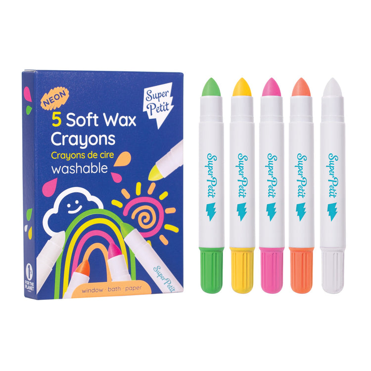 SUPER PETIT. Set of 5 multi-surface neon wax crayons