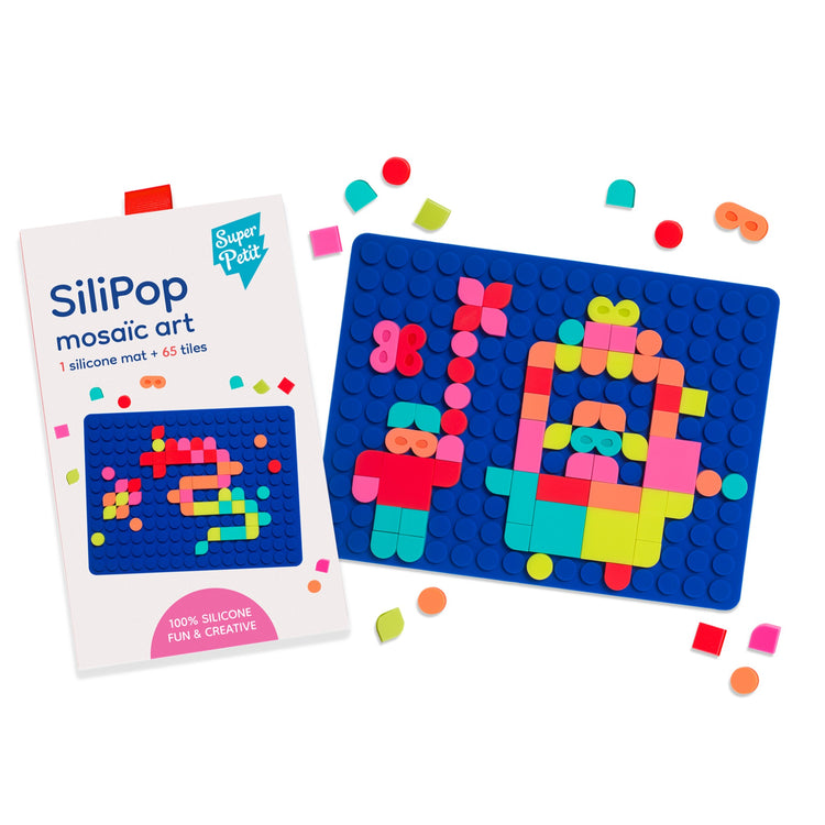 SUPER PETIT. Silicone blue mat Mosaic Art + 65 tiles