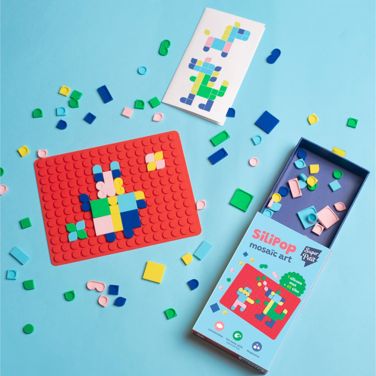 SUPER PETIT. Silicone red mat Mosaic Art + 65 tiles