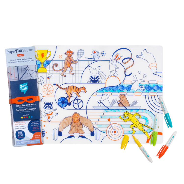 SUPER PETIT. Colouring placemat kit Olympic Sports