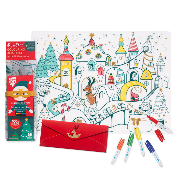 SUPER PETIT. Silicone colouring placemat Christmas Village