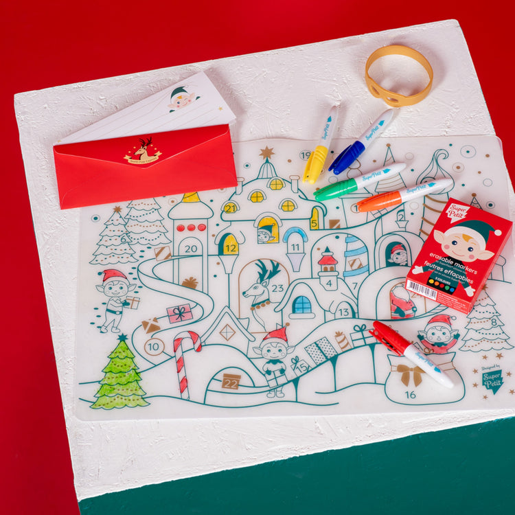 SUPER PETIT. Silicone colouring placemat Christmas Village