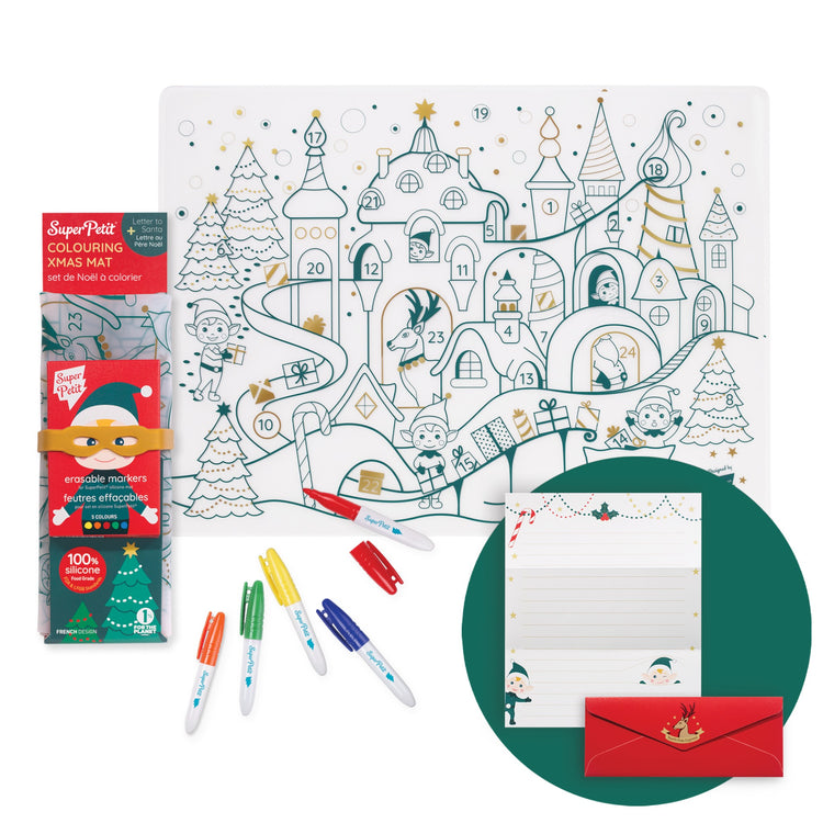 SUPER PETIT. Silicone colouring placemat Christmas Village