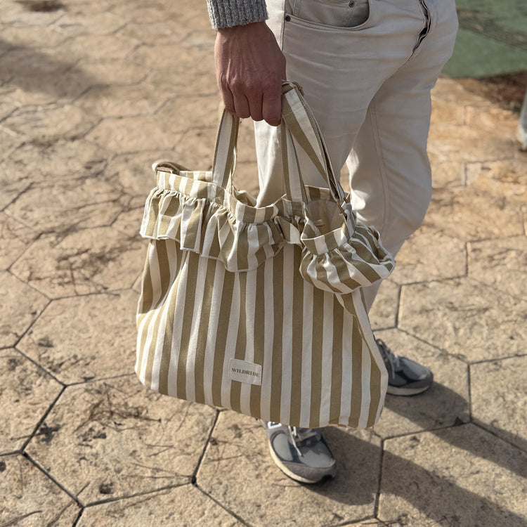 WILDRIDE. Ruffle shoulder bag Beige Stripe