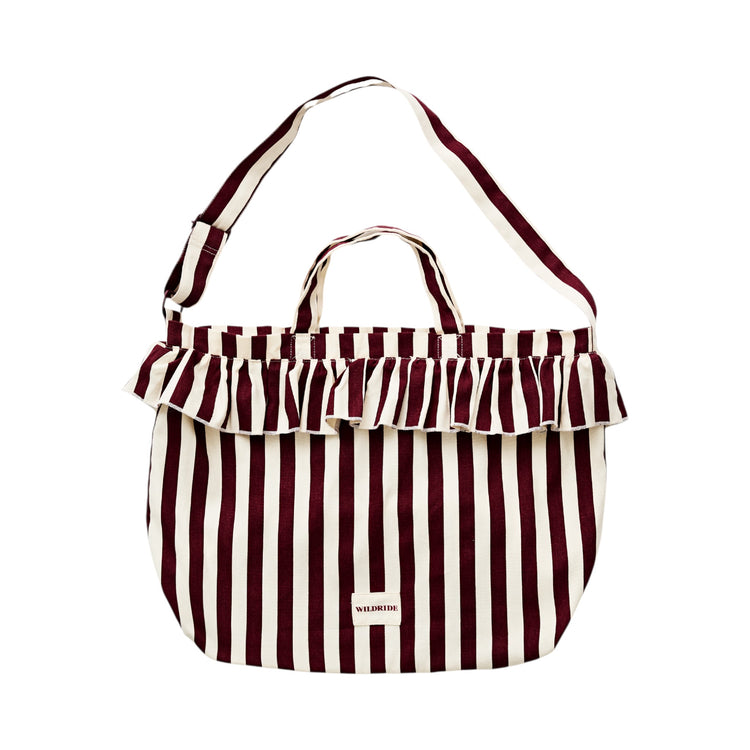 WILDRIDE. Ruffle shoulder bag Bordeaux Stripe