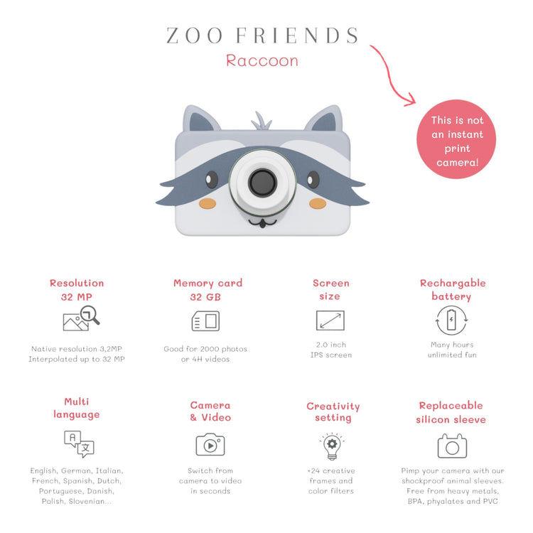 ZOO FAMILY. Ψηφιακή φωτογραφική μηχανή Zoo friends Ρακούν
