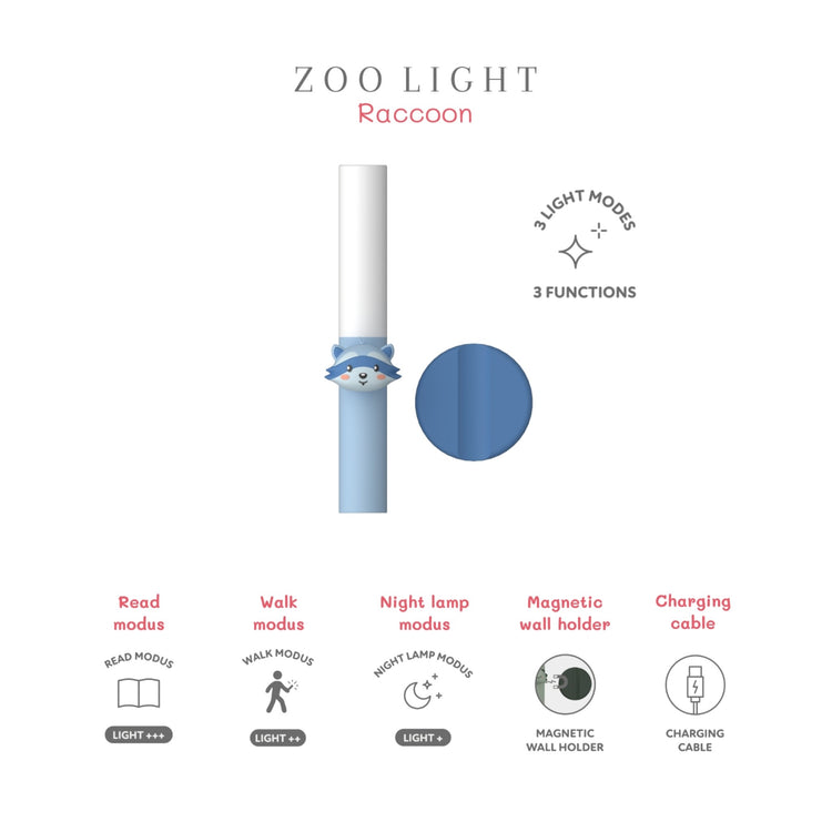 ZOO FAMILY. Φορητό φως νυχτός 3-σε-1 Zoo Light Ρακούν