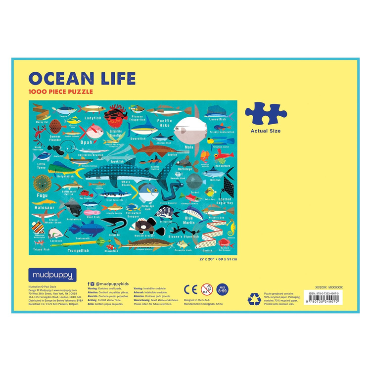 MUDPUPPY. Ocean Life 1000 Piece Puzzle