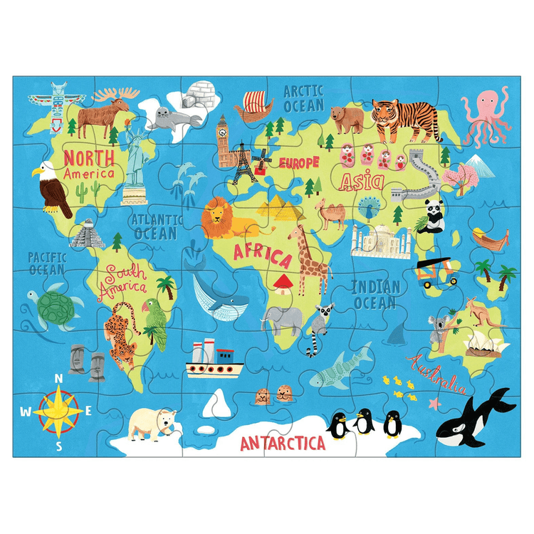 MUDPUPPY. 36 pcs Puzzle to go Map of the World