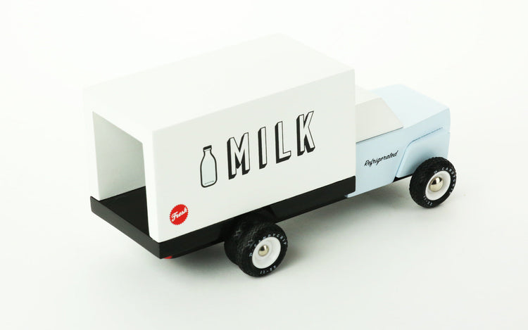 CANDYLAB. Americana ξύλινο όχημα Του γαλατά Milk Truck (λευκό-γαλάζιο)