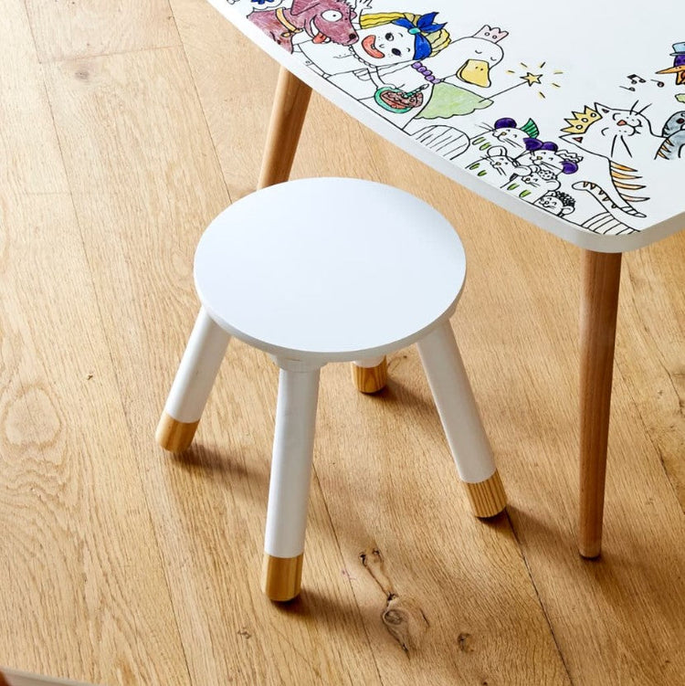 DB KIDS. Wooden colouring & activity table + 2 Stools The Farm