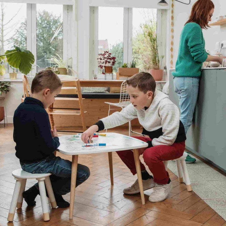 DB KIDS. Wooden colouring & activity table + 2 Stools The Forest