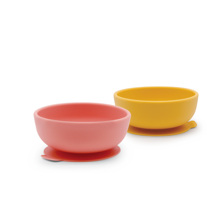 EKOBO. Set of 2 premium silicone  bowls (yellow/coral)