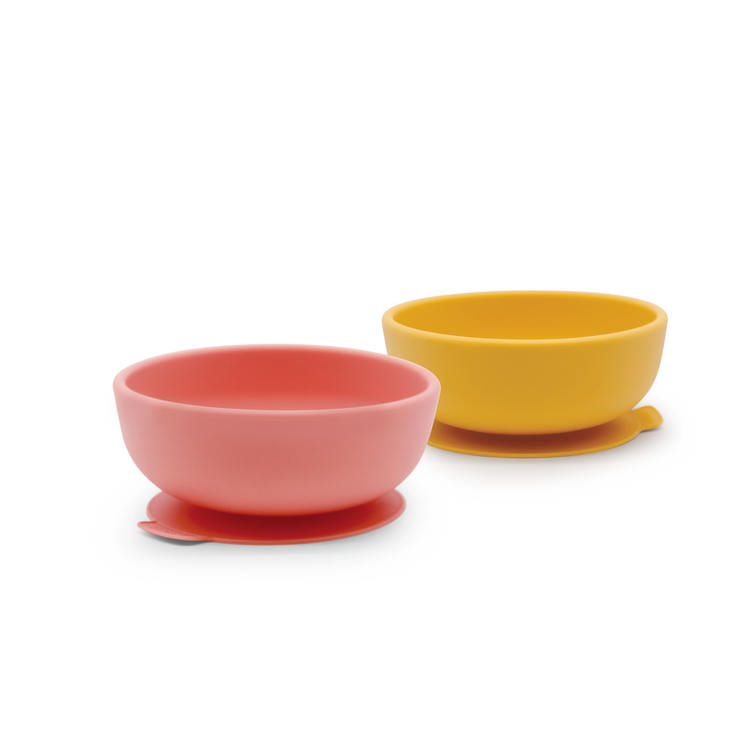 EKOBO. Bambino Silicone Suction Bowl - 2 Pack Coral / Mimosa