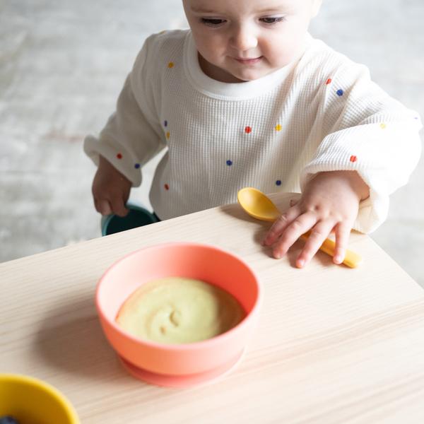 EKOBO. Set of 2 premium silicone  bowls (yellow/coral)