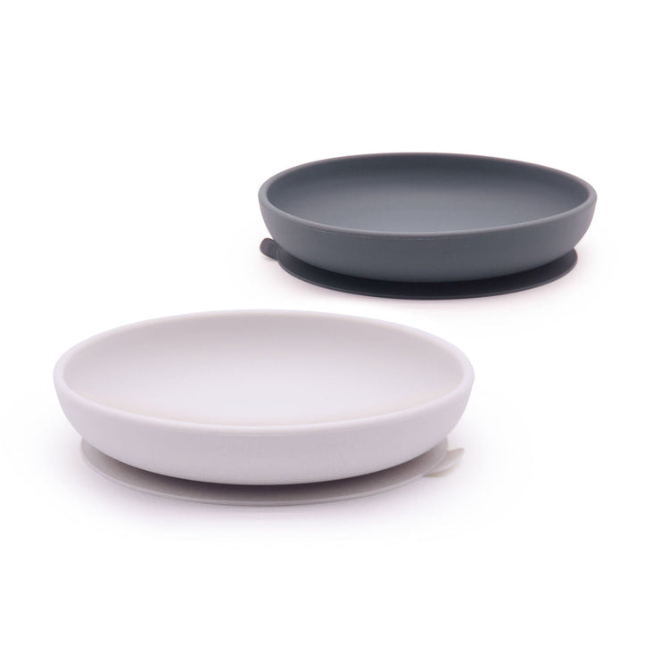 EKOBO. Set of 2 premium silicone plates (grey/light grey)