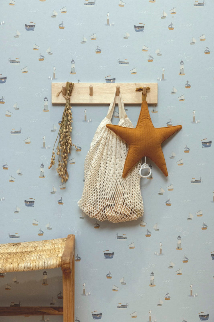 LITTLE DUTCH. Digital non-woven wallpaper Sailors Bay Blue