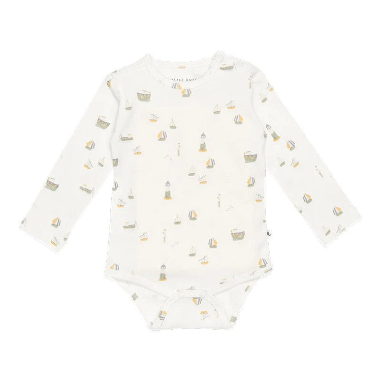 LITTLE DUTCH. Bodysuit long sleeves Sailors Bay White - 74/80