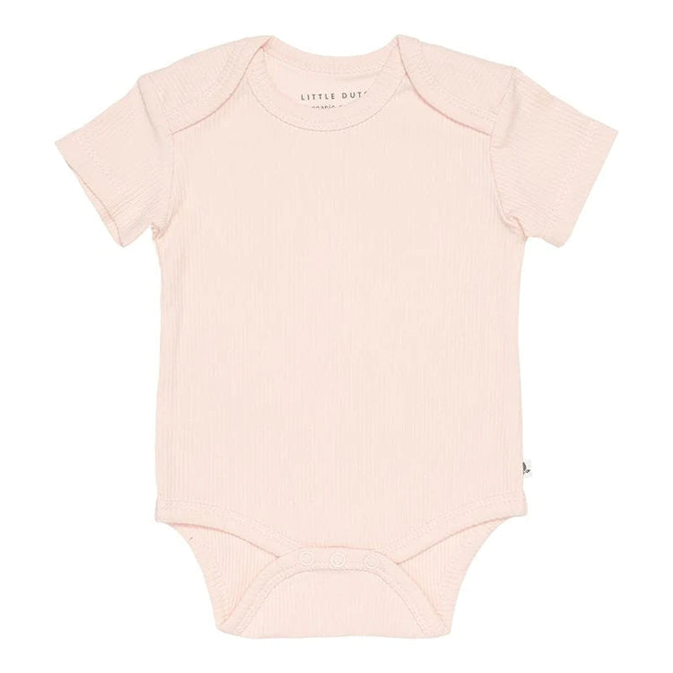 LITTLE DUTCH. Bodysuit short sleeves Rib Pink - 74/80