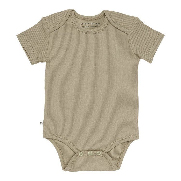 LITTLE DUTCH. Bodysuit short sleeves Rib Olive-  No 86/92