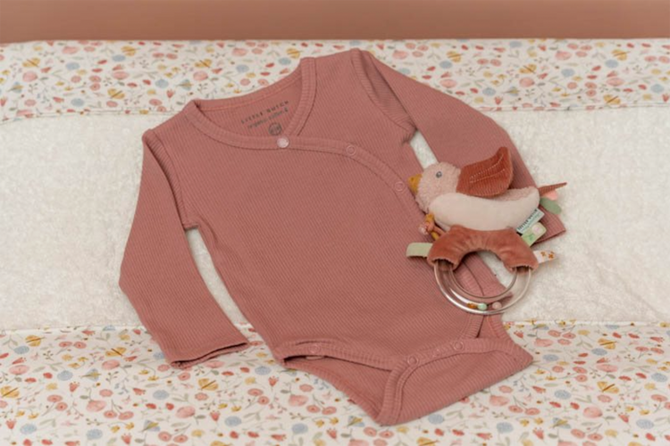 LITTLE DUTCH. Bodysuit long sleeves Rib Vintage Pink - 50/56