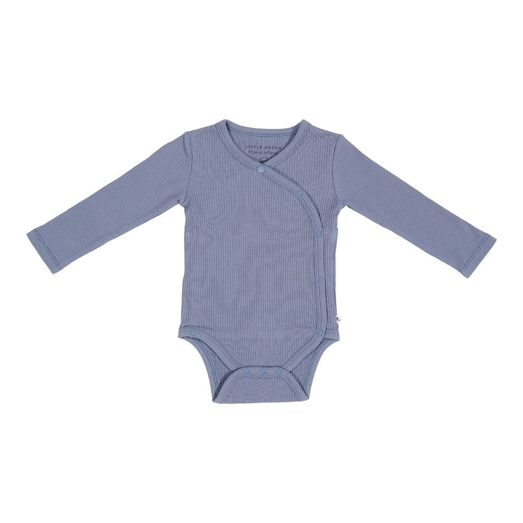 LITTLE DUTCH. Bodysuit long sleeves Rib Blue - 74/80