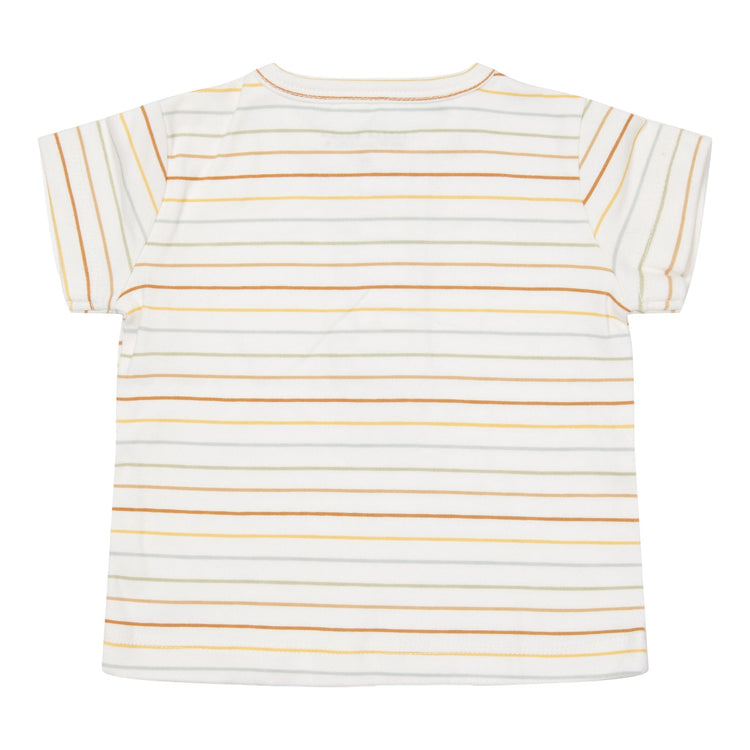 LITTLE DUTCH. Μπλουζάκι κοντομάνικο με κουμπάκια Vintage Sunny Stripes - 80