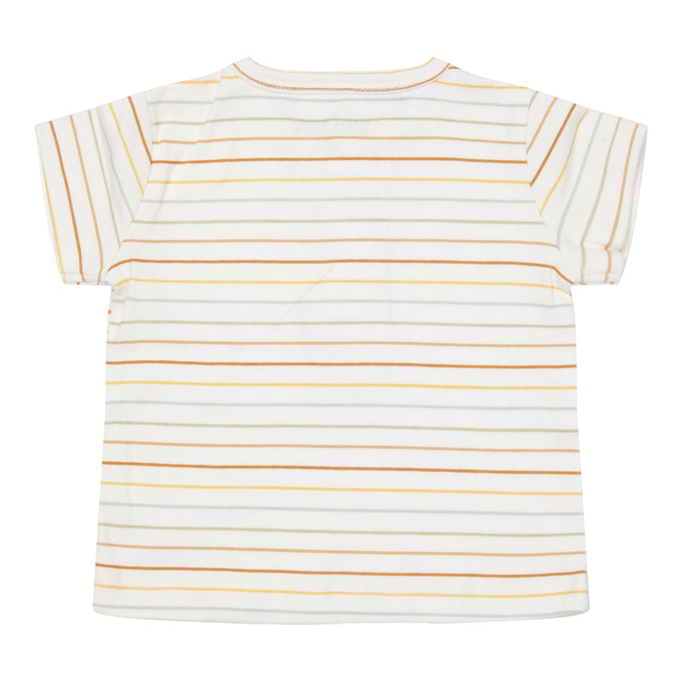 LITTLE DUTCH. Μπλουζάκι κοντομάνικο με κουμπάκια Vintage Sunny Stripes - 86