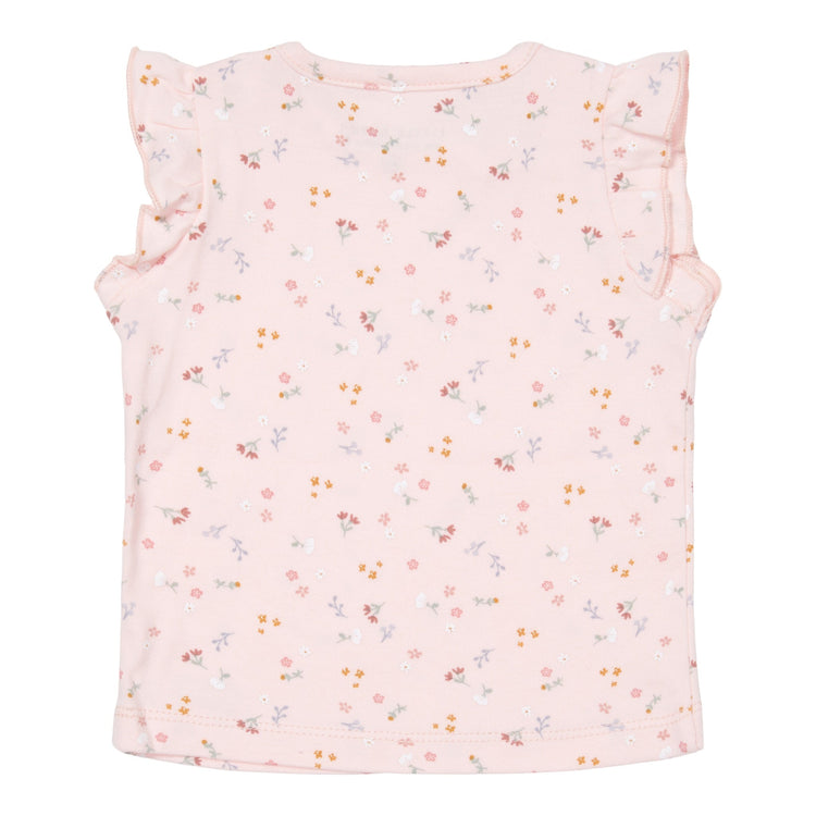 LITTLE DUTCH. Μπλουζάκι κοντομάνικο με βολάν Little Pink Flowers