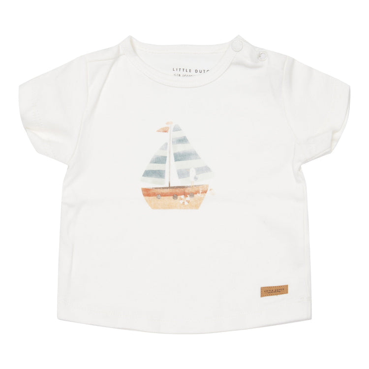 LITTLE DUTCH. Μπλουζάκι κοντομάνικο Sailboat White