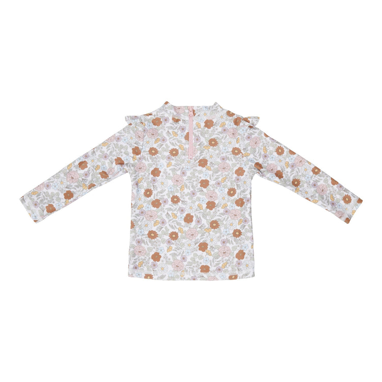LITTLE DUTCH. Swim T-shirt long sleeves ruffles  Vintage Little Flowers - 74/80