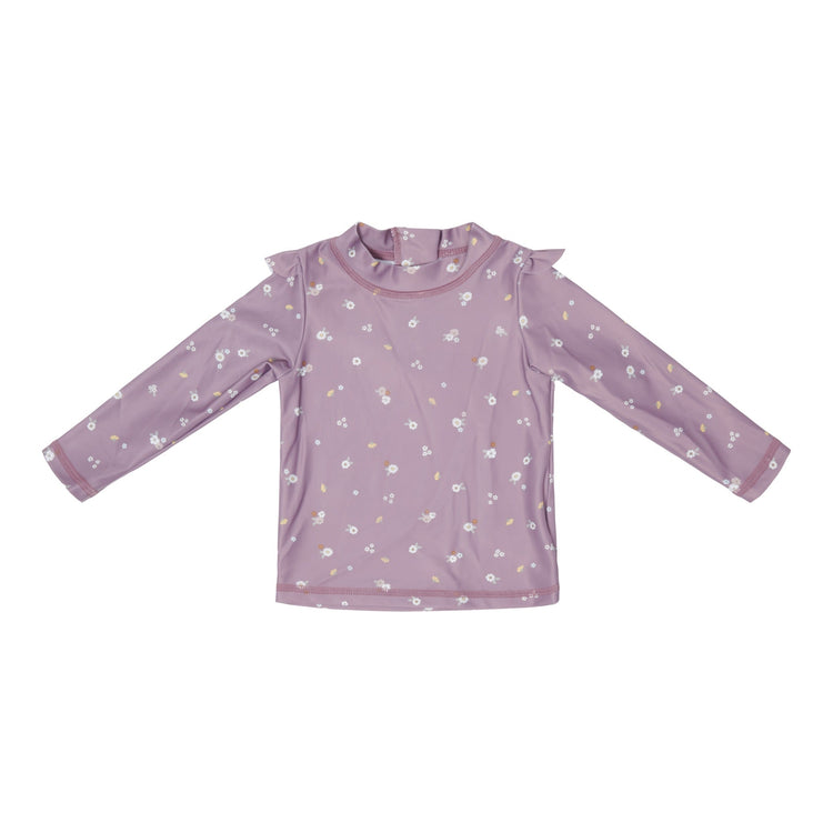 LITTLE DUTCH. Swim T-shirt  long sleeves ruffles Mauve Blossom - 74/80