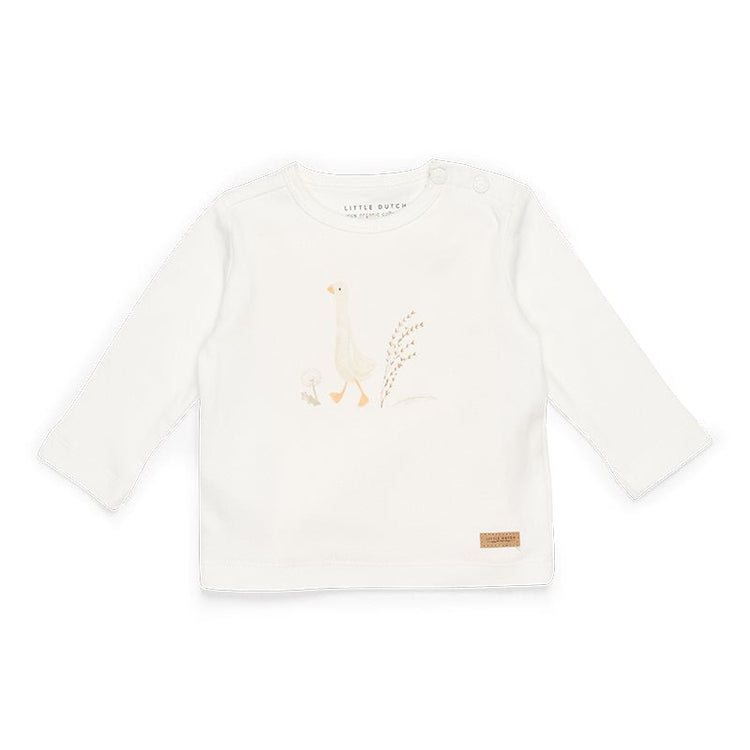 LITTLE DUTCH. T-shirt long sleeves Little Goose Walking White - 50/56