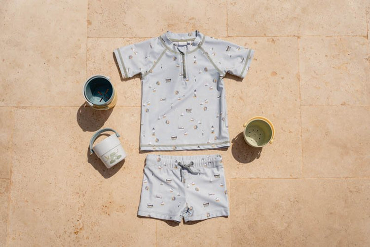 LITTLE DUTCH. Παιδικό κοντομάνικο μπλουζάκι με προστασία UV Sailors Bay Olive