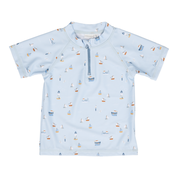 LITTLE DUTCH. Παιδικό κοντομάνικο μπλουζάκι με προστασία UV Sailors Bay Blue